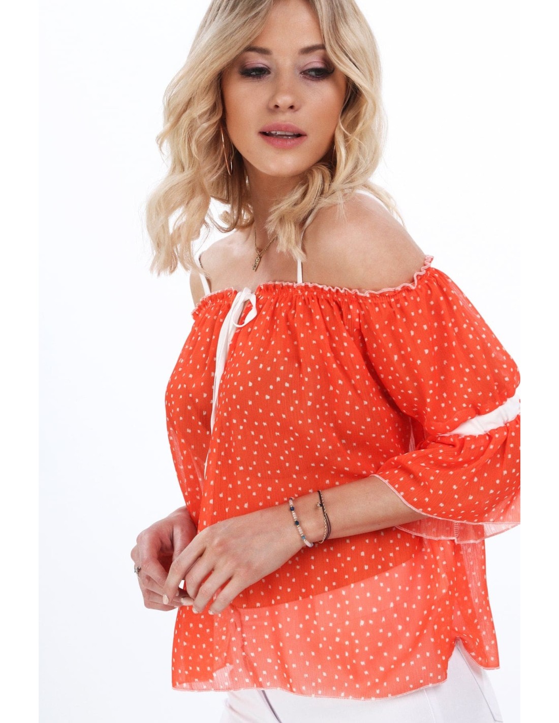 Bluza portocalie cu umerii goi MP28855 - Magazin online - Boutique